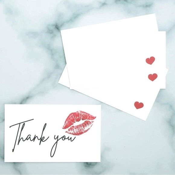 Thank You Cards 50 with Kiss Lips design in White - Picture 1 of 4